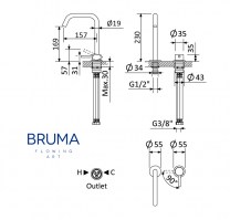 MEDIDAS MONOMANDO LAVABO REPISA LUSITANO BRUMA
